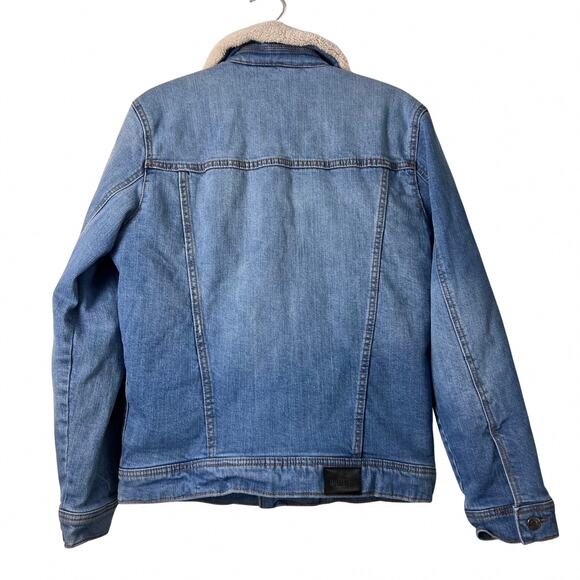 Hollister Epic Flex Jean White Sherpa Lined Jacket Trucker Vintage Style Y2k Fur - Picture 5 of 10